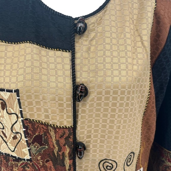 Vintage 80’s Indigo Moon Jacket Brown Patchwork Metallic Large - Picture 4 of 8